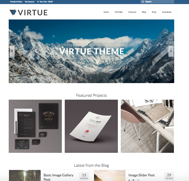 Virtue free theme wordpress 
